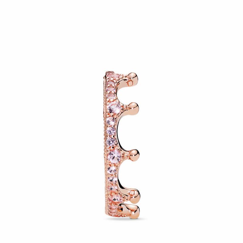 Pandora Pink Sparkling Crown Stackable Ring - Pandora Rose/Pink/Crystal - Canada | KF8892ST